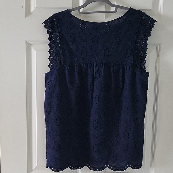 Knox Rose Navy Eyelet Lace Blouse Womens Size Medium - Picture 3 of 11